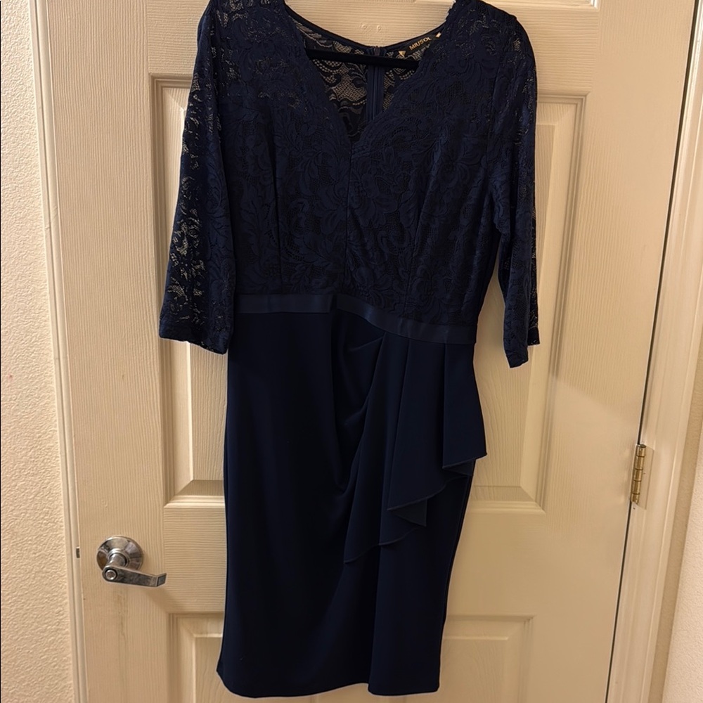 Elegant Navy Lace Dress